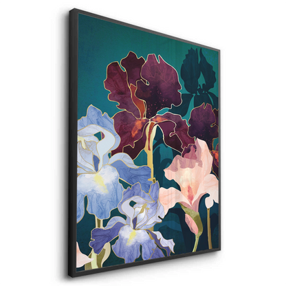 Teal and Burgundy Floral - Fine Art