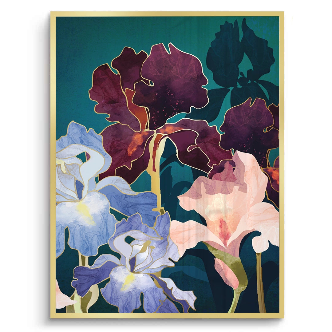 2Teal and Burgundy Floral - Fine Art