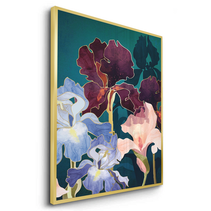 Teal and Burgundy Floral - Fine Art