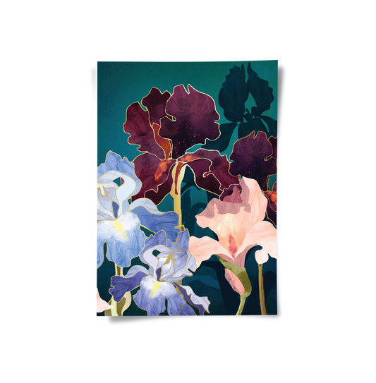 Teal and Burgundy Floral - Poster