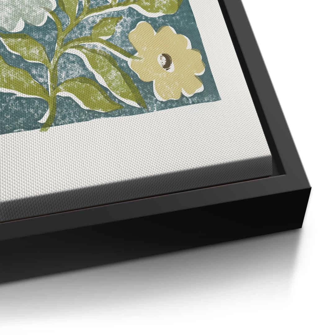 2Teal and Sage Green Abstract Floral - Canvas