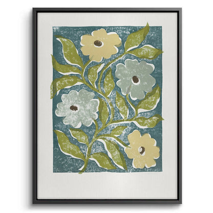 Teal and Sage Green Abstract Floral - Canvas