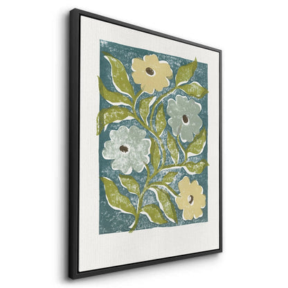 Teal and Sage Green Abstract Floral - Canvas