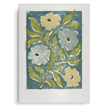 Teal and Sage Green Abstract Floral - Canvas