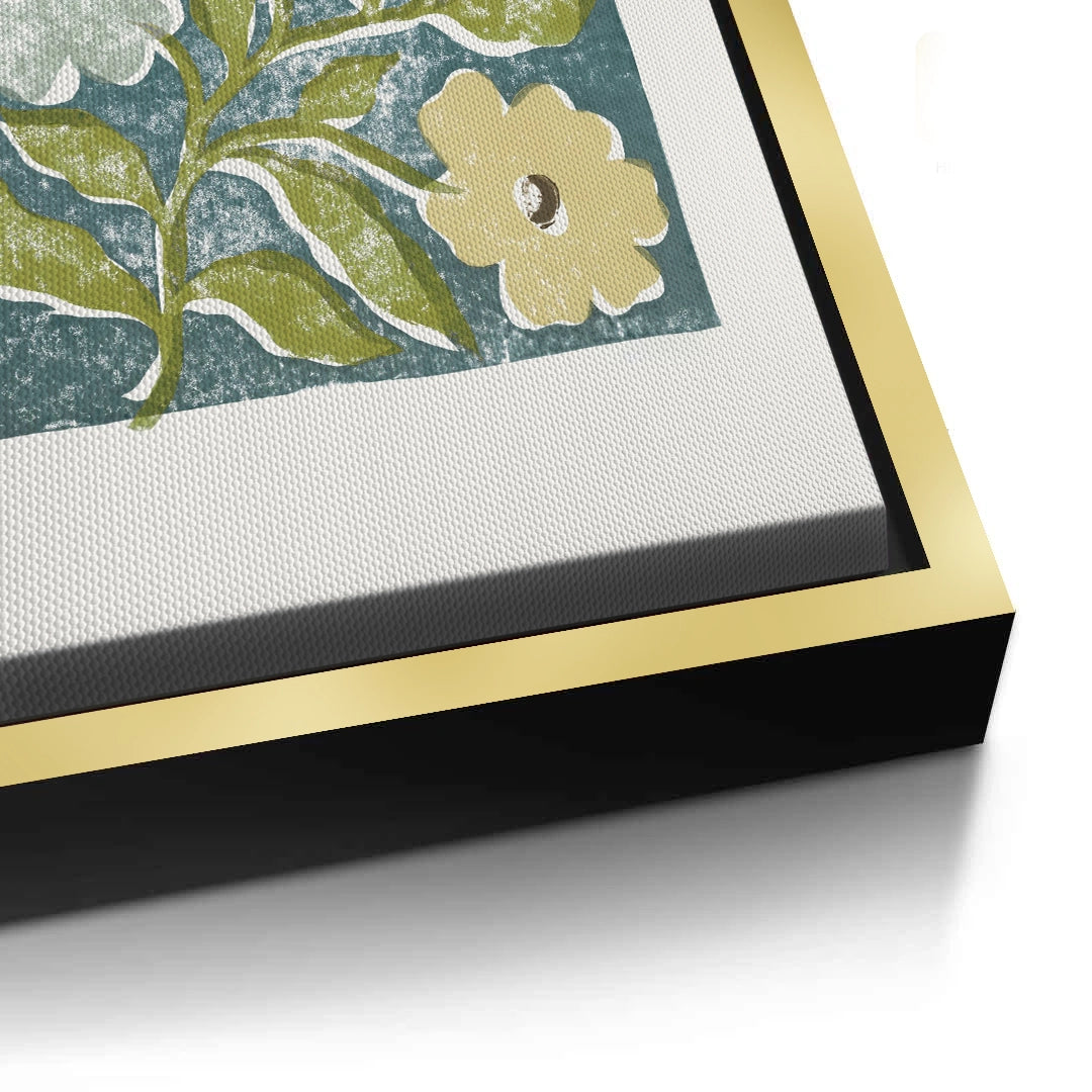 2Teal and Sage Green Abstract Floral - Canvas