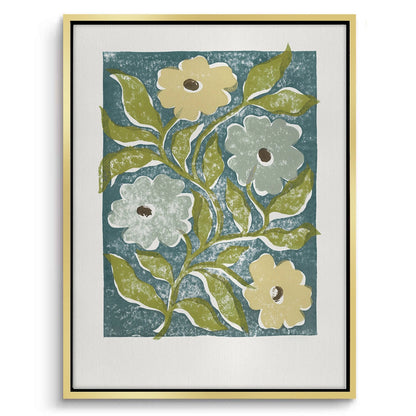 Teal and Sage Green Abstract Floral - Canvas