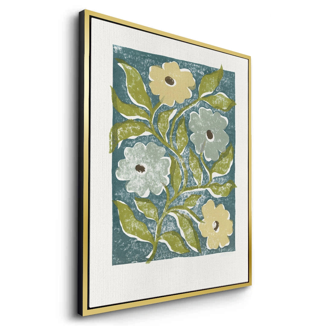 2Teal and Sage Green Abstract Floral - Canvas