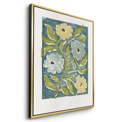 Teal and Sage Green Abstract Floral - Canvas