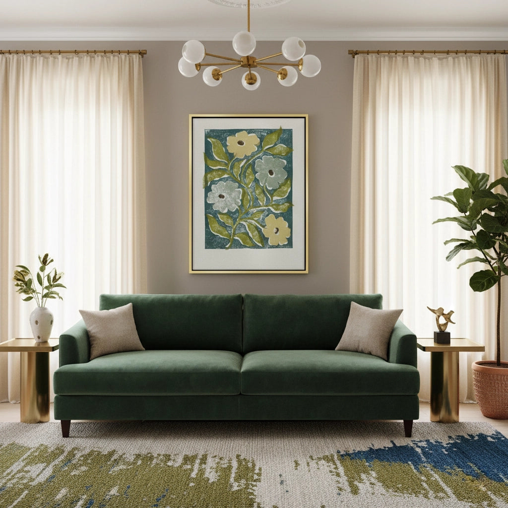 2Teal and Sage Green Abstract Floral - Canvas