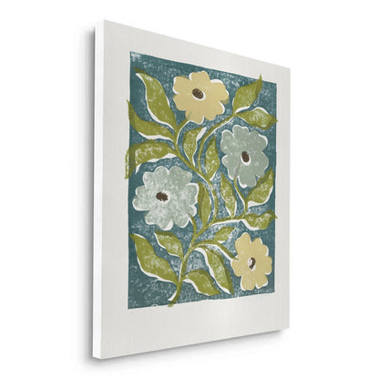 Teal and Sage Green Abstract Floral - Canvas