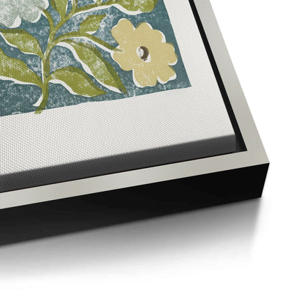 Teal and Sage Green Abstract Floral - Canvas