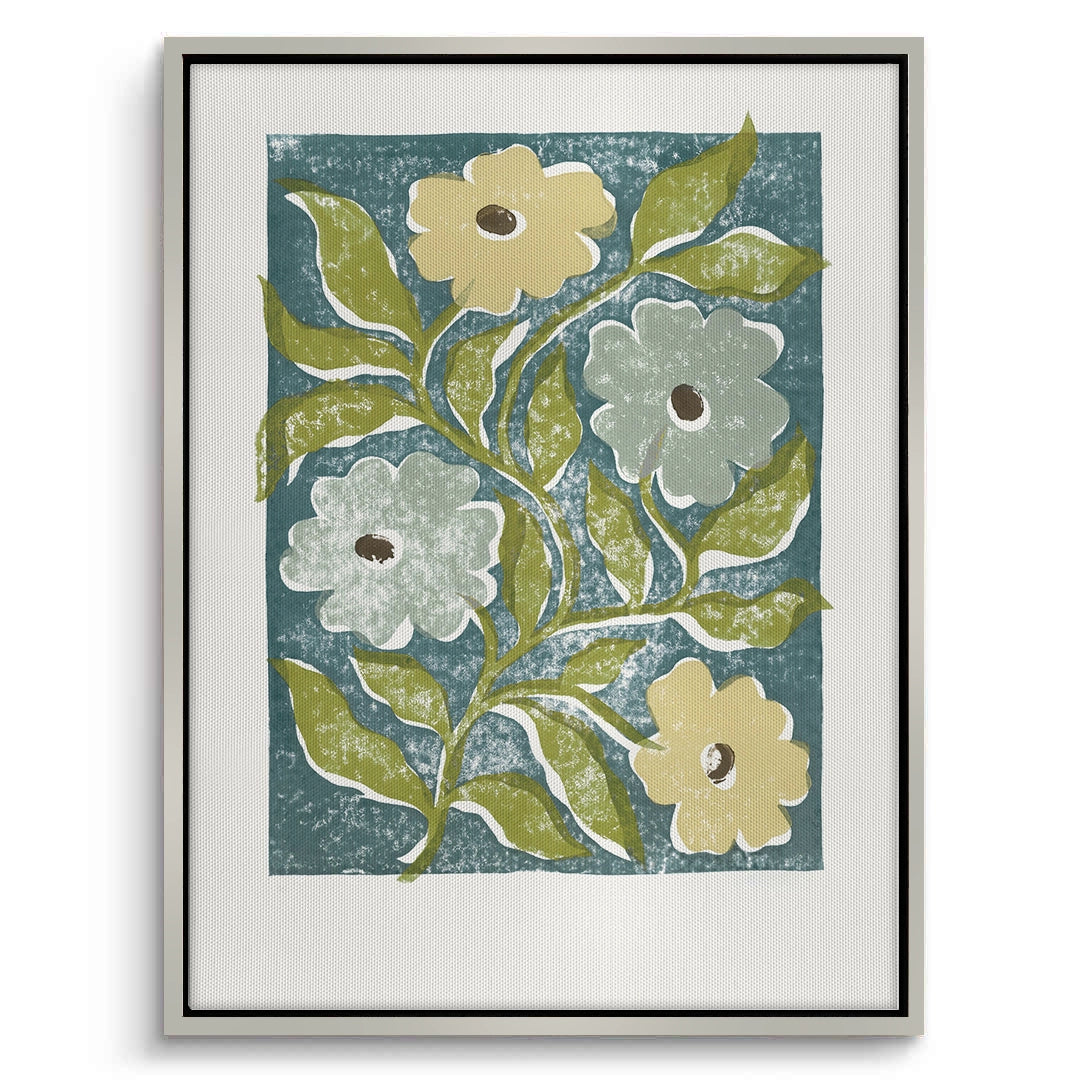 2Teal and Sage Green Abstract Floral - Canvas