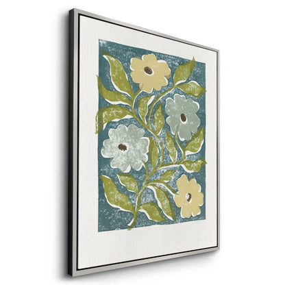 Teal and Sage Green Abstract Floral - Canvas