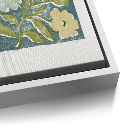 Teal and Sage Green Abstract Floral - Canvas