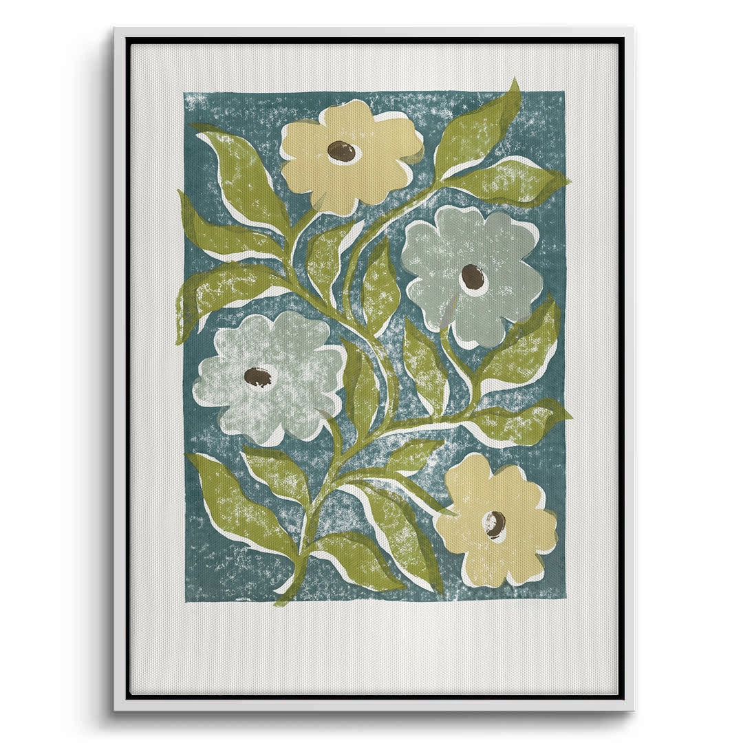 2Teal and Sage Green Abstract Floral - Canvas