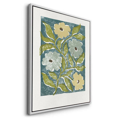 Teal and Sage Green Abstract Floral - Canvas