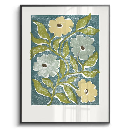 Teal and Sage Green Abstract Floral - Fine Art
