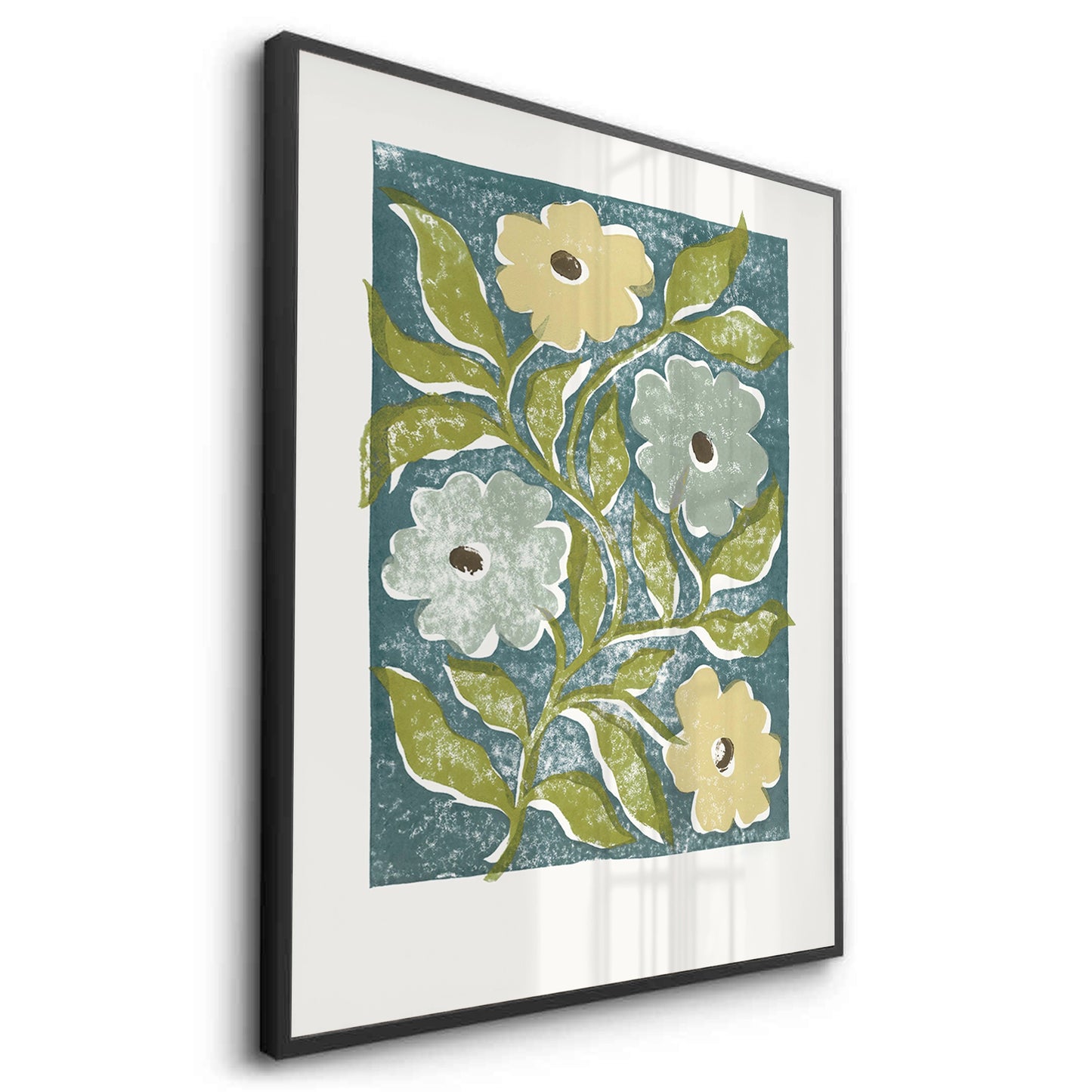 2Teal and Sage Green Abstract Floral - Fine Art