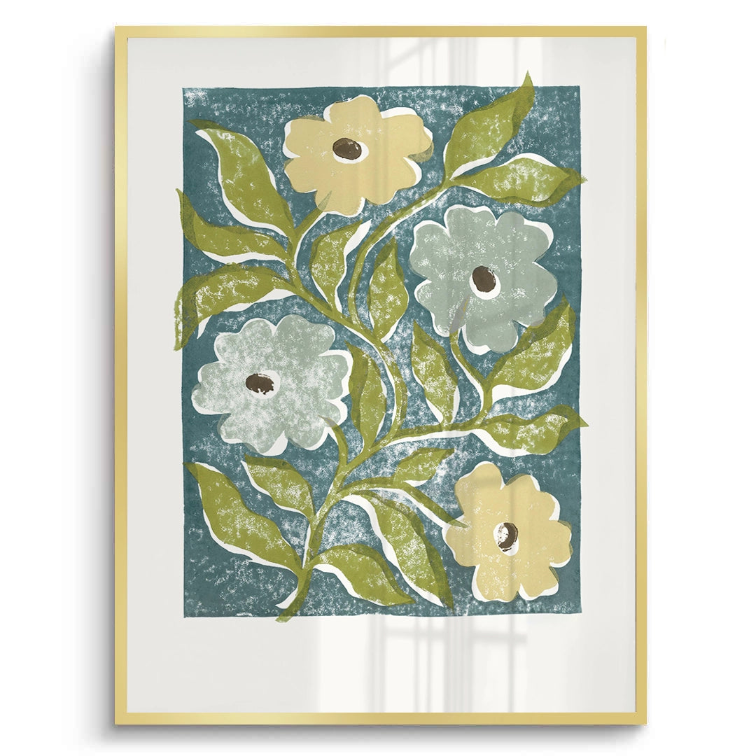 2Teal and Sage Green Abstract Floral - Fine Art