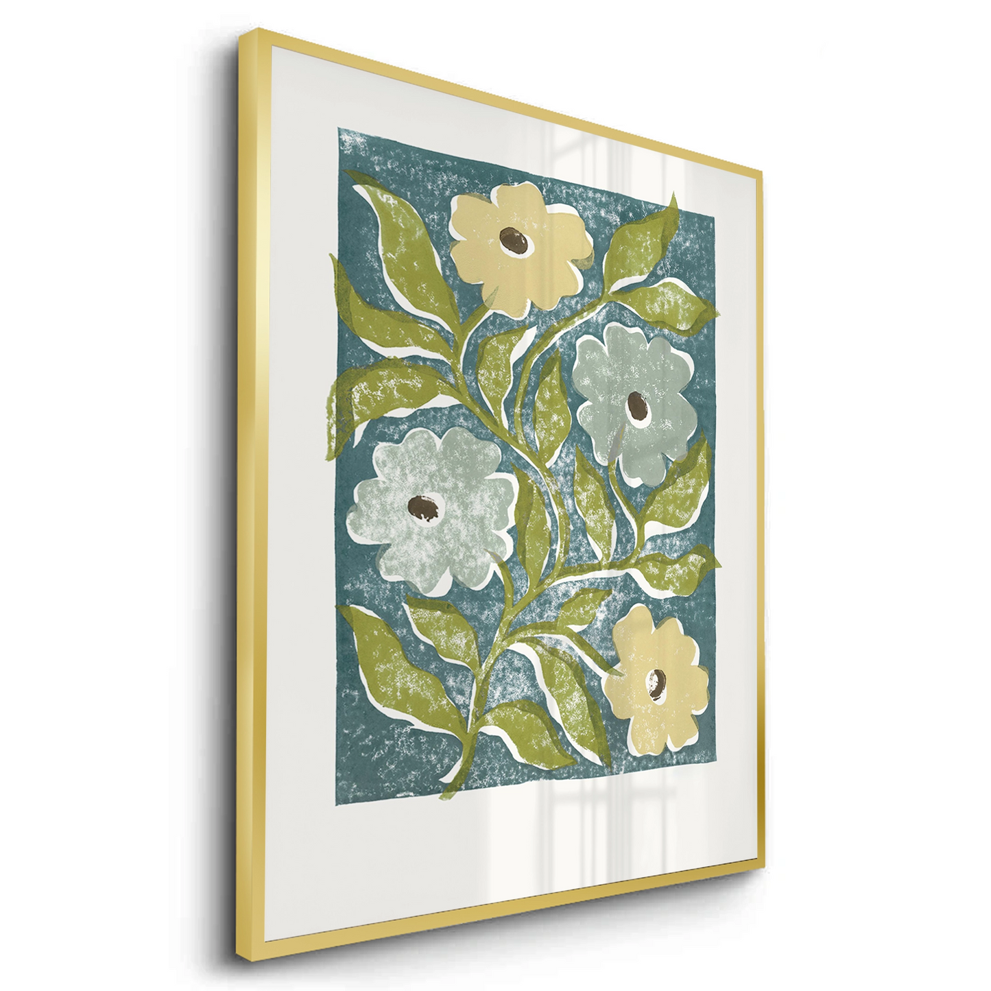 2Teal and Sage Green Abstract Floral - Fine Art