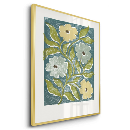 Teal and Sage Green Abstract Floral - Fine Art
