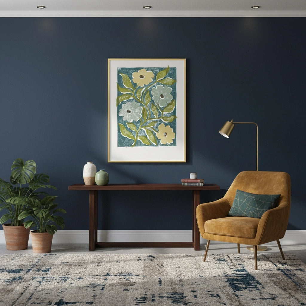 2Teal and Sage Green Abstract Floral - Fine Art