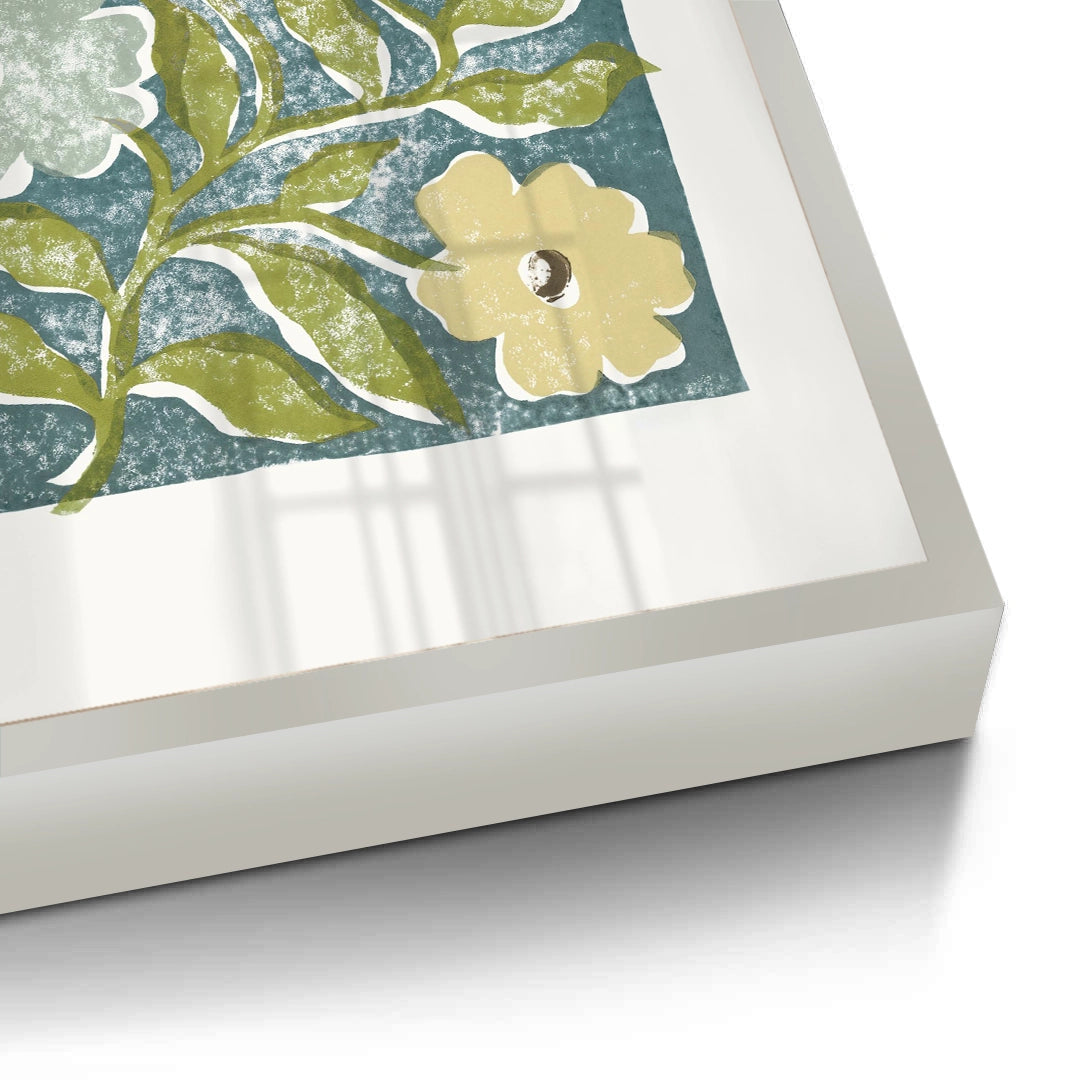 2Teal and Sage Green Abstract Floral - Fine Art