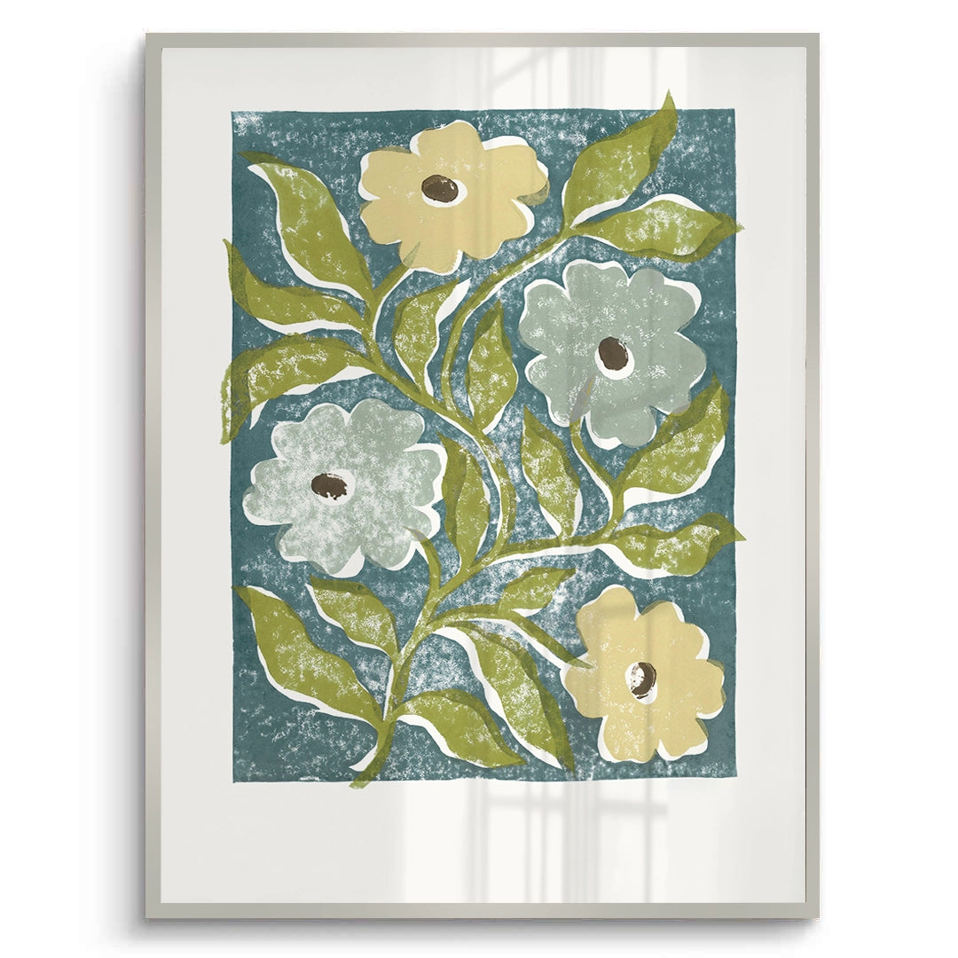 2Teal and Sage Green Abstract Floral - Fine Art