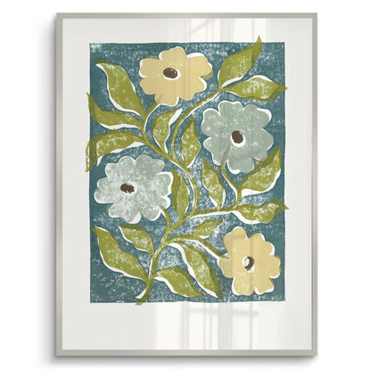 Teal and Sage Green Abstract Floral - Fine Art
