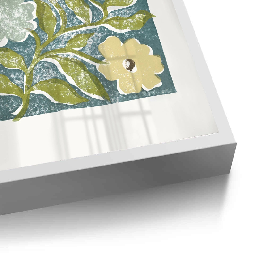 2Teal and Sage Green Abstract Floral - Fine Art