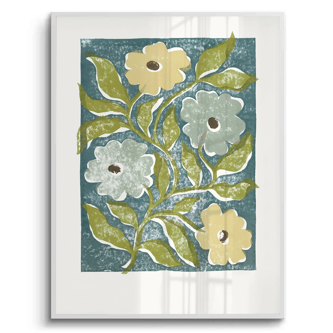 2Teal and Sage Green Abstract Floral - Fine Art