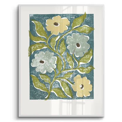 Teal and Sage Green Abstract Floral - Fine Art