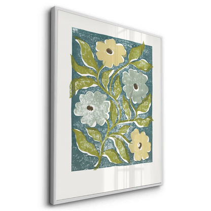 Teal and Sage Green Abstract Floral - Fine Art