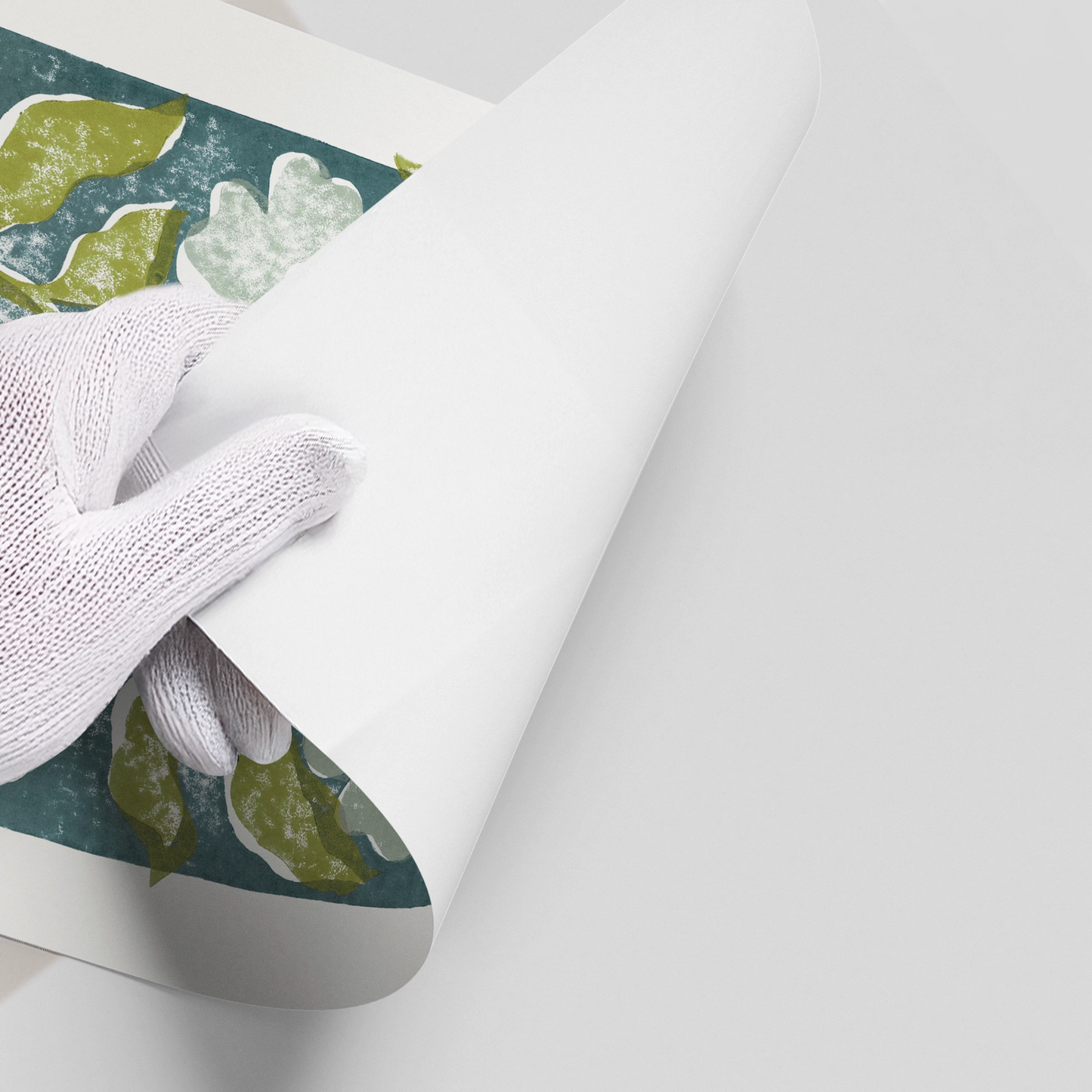 2Teal and Sage Green Abstract Floral - Poster