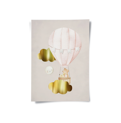 Teddy Bear Hot Air Balloon - Poster