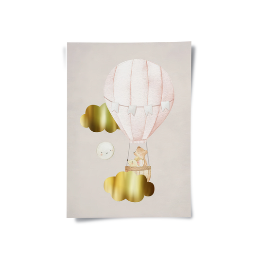 Teddy Bear Hot Air Balloon - Poster