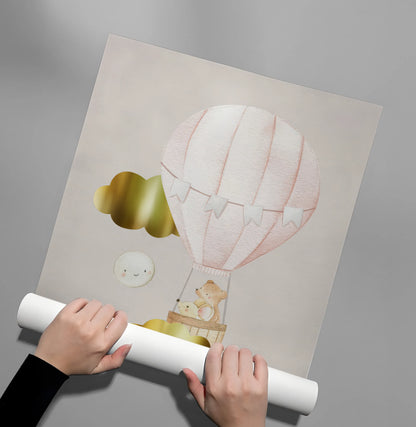 Teddy Bear Hot Air Balloon - Poster