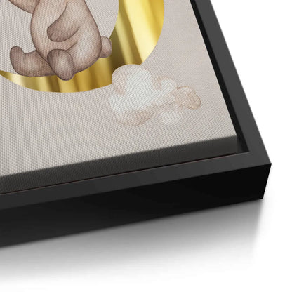 Teddy Bear Sitting on Gold Moon - Canvas