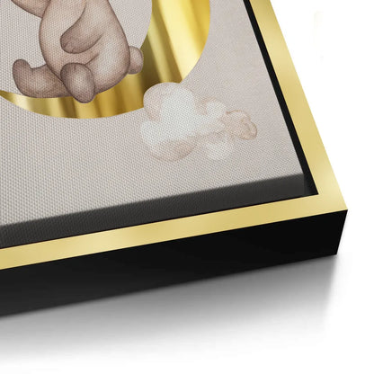 Teddy Bear Sitting on Gold Moon - Canvas