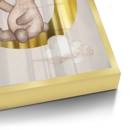 Teddy Bear Sitting on Gold Moon - Fine Art