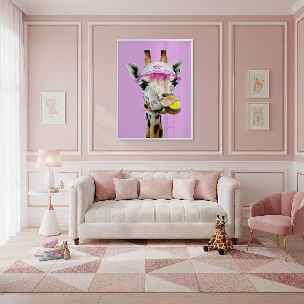 Tennis Giraffe - Fine Art - Jasmineart.ae