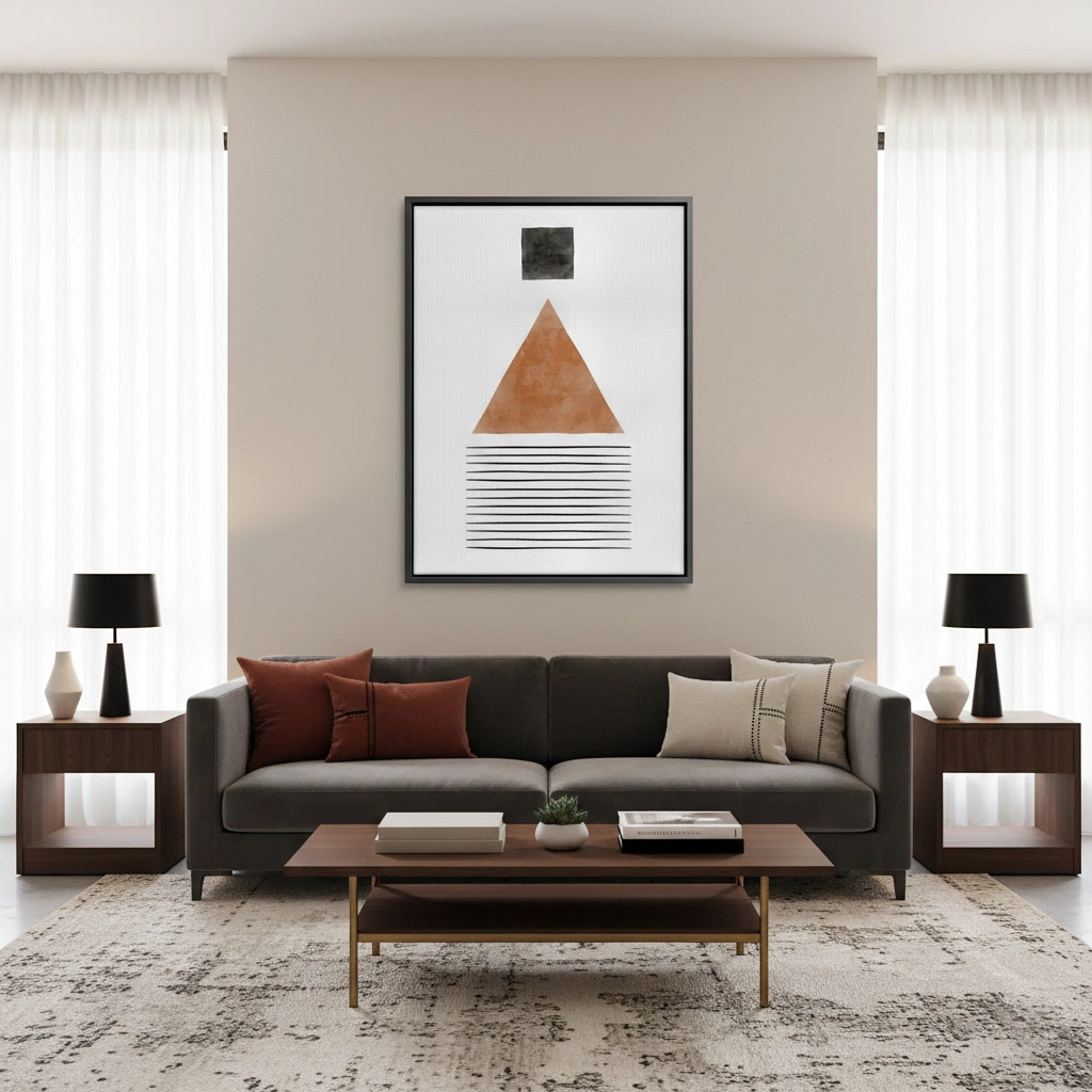 2Terracotta Abstract Geometry - Canvas