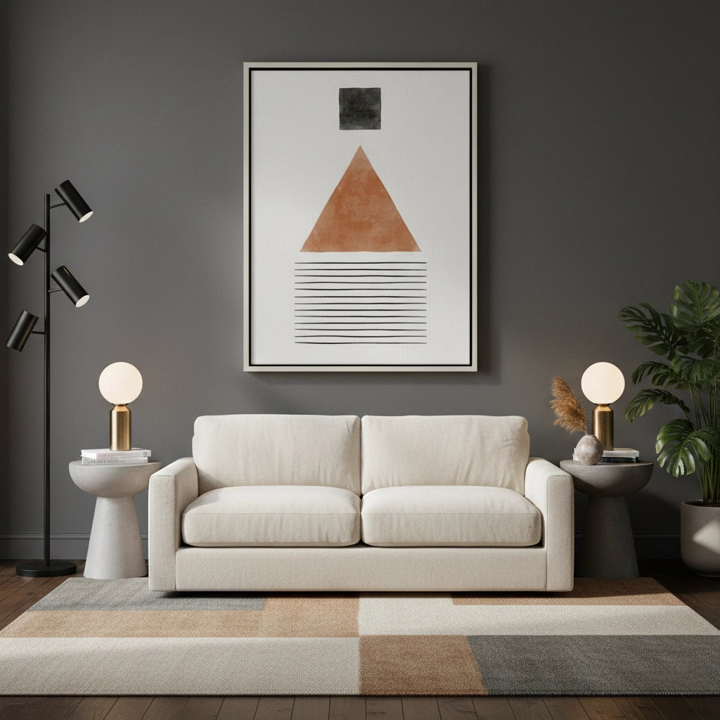 2Terracotta Abstract Geometry - Canvas