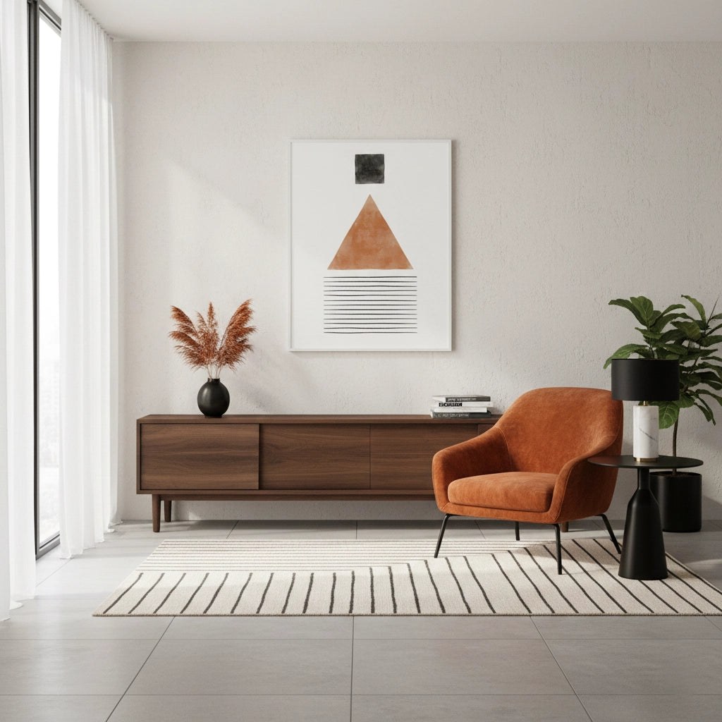 2Terracotta Abstract Geometry - Fine Art