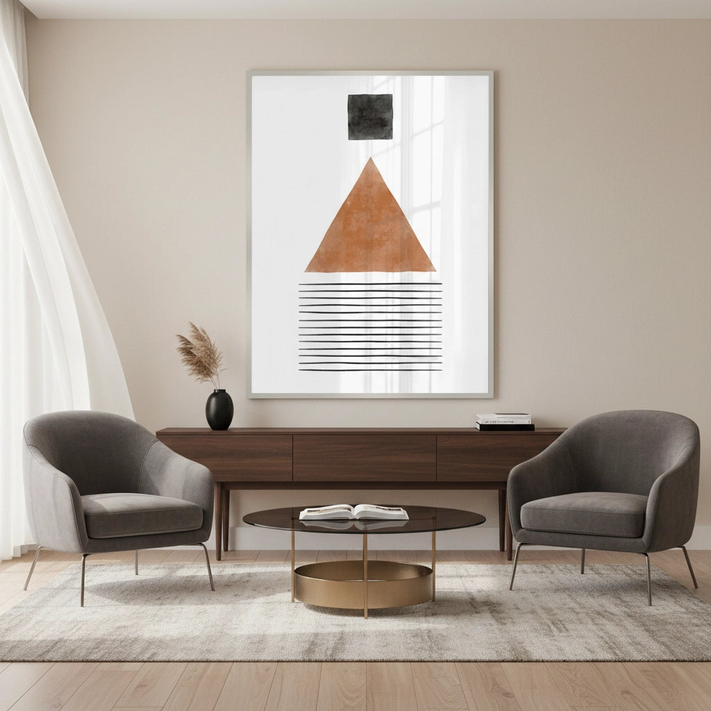 2Terracotta Abstract Geometry - Fine Art