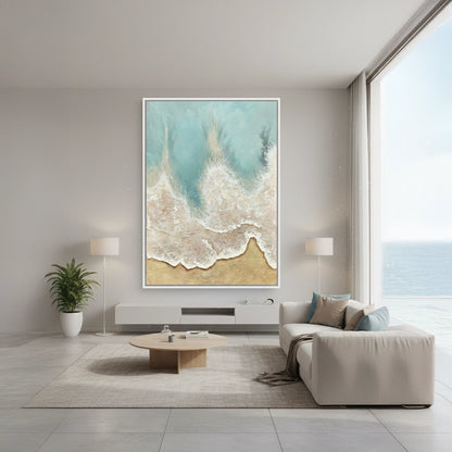 Textured Aqua Shoreline Painting #TASH110