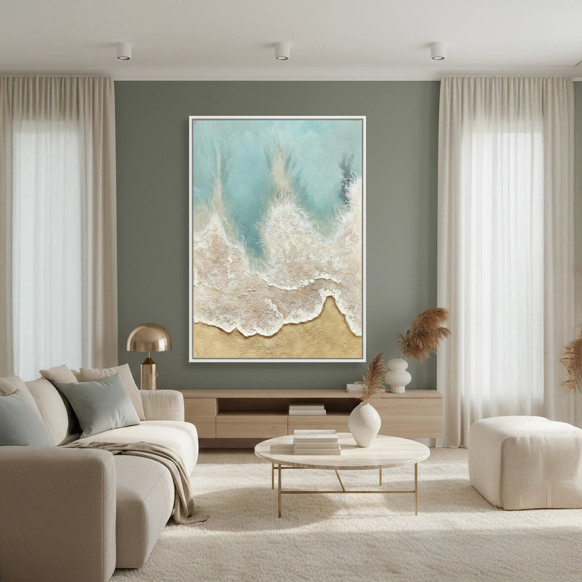 2Textured Aqua Shoreline Painting #TASH110