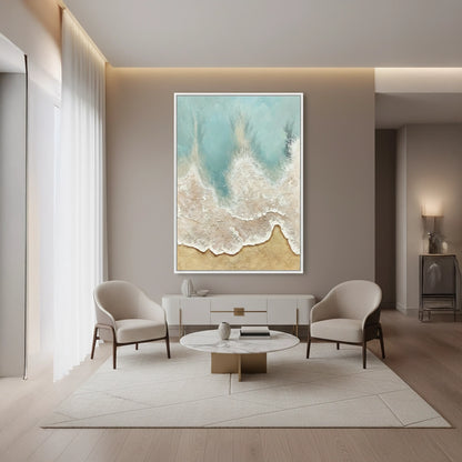 Textured Aqua Shoreline Painting #TASH110
