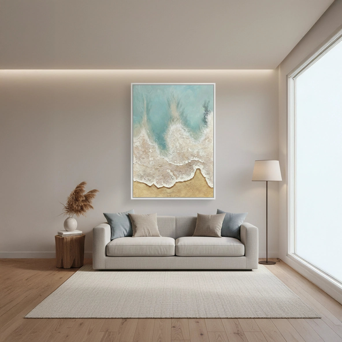 2Textured Aqua Shoreline Painting #TASH110