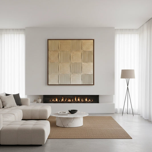 Textured Beige Checkerboard Painting #TBCH110